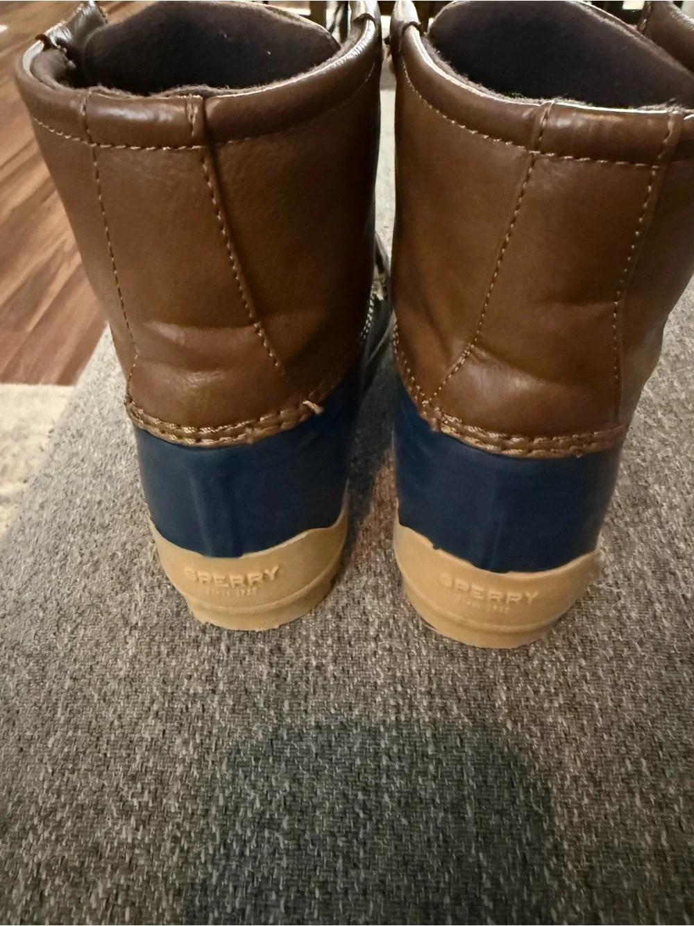 Sperry Kids Brown & Navy Waterproof Duck Boots